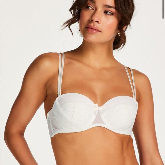 NWOT Hunkemoller Catrin Padded Strapless Underwired Bra – White 34DD/E - Picture 1 of 7